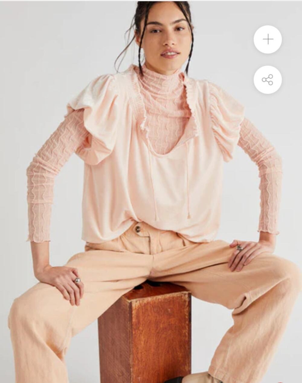 Free People Terese Top Pink Velvet Size XS